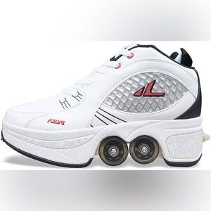 Agloat Retractable Roller Skate Shoes Heelys Lace Up White Shoes size 10
